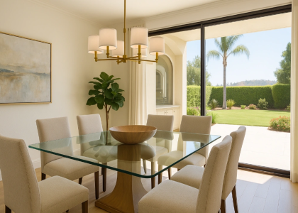 Elegant Dining with Backyard View