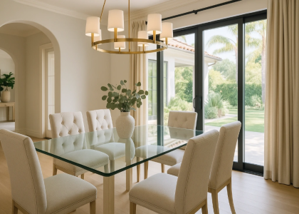Upgraded Glass Dining Room Table in Orange County