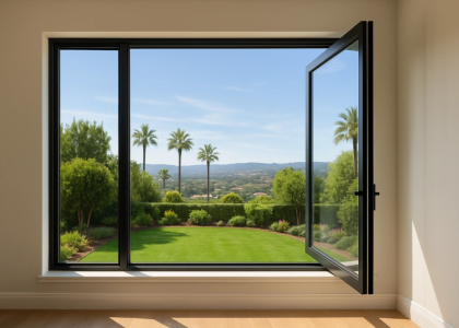 Southern California Backyard View Through Window